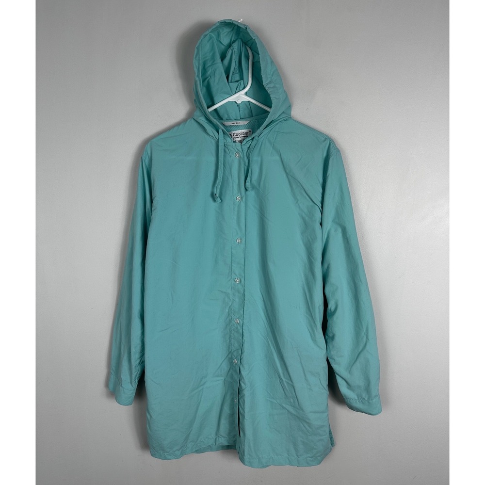 Coolibar Sun Protection Long Sleeve Hooded Beach Shirt Size Medium‎ UPF 50 Blue